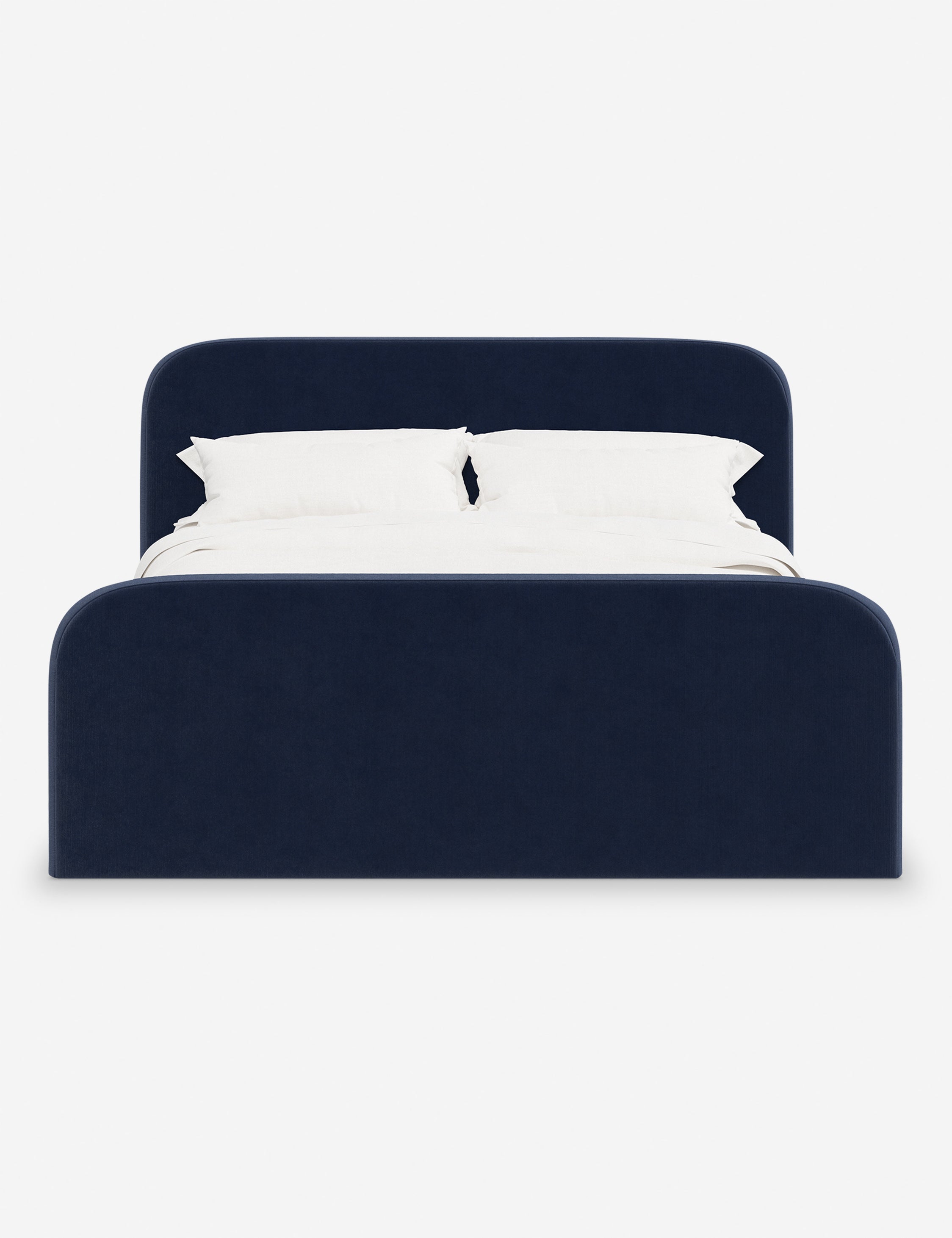 Bela Upholstered Bed | Low Rounded Headboard, Raised Footboard