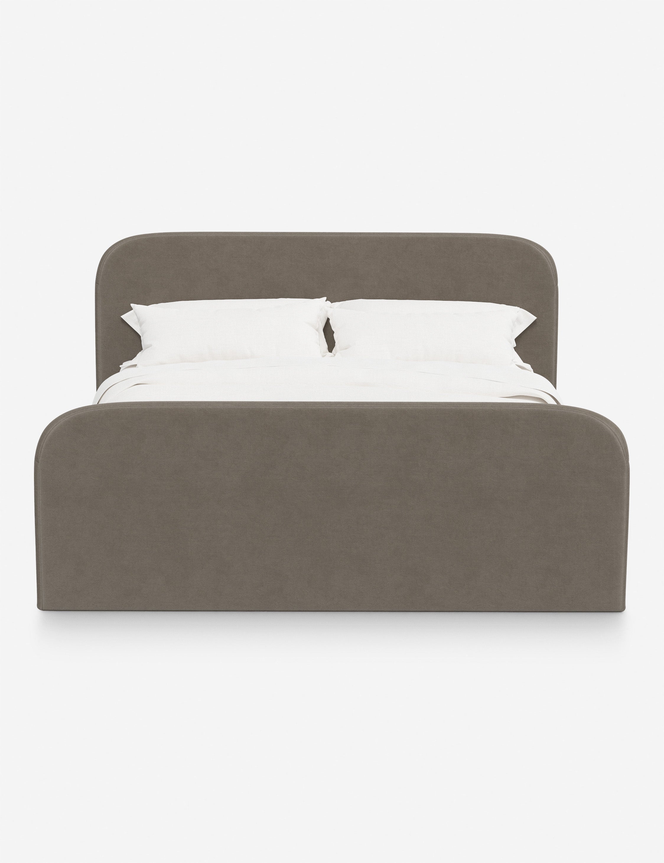 Bela Upholstered Bed | Low Rounded Headboard, Raised Footboard