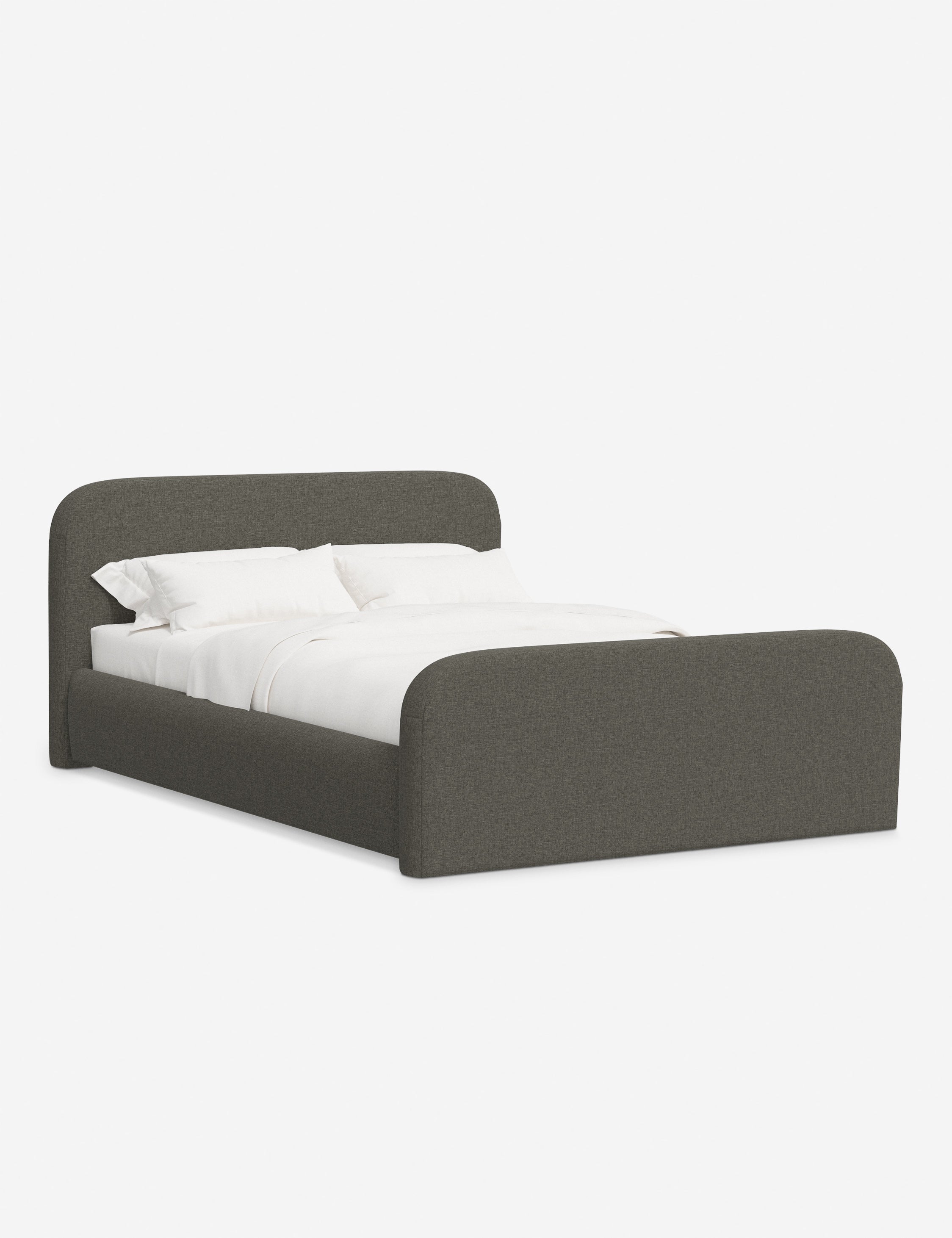 Bela Upholstered Bed | Low Rounded Headboard, Raised Footboard