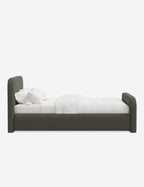 Bela Upholstered Bed | Low Rounded Headboard, Raised Footboard