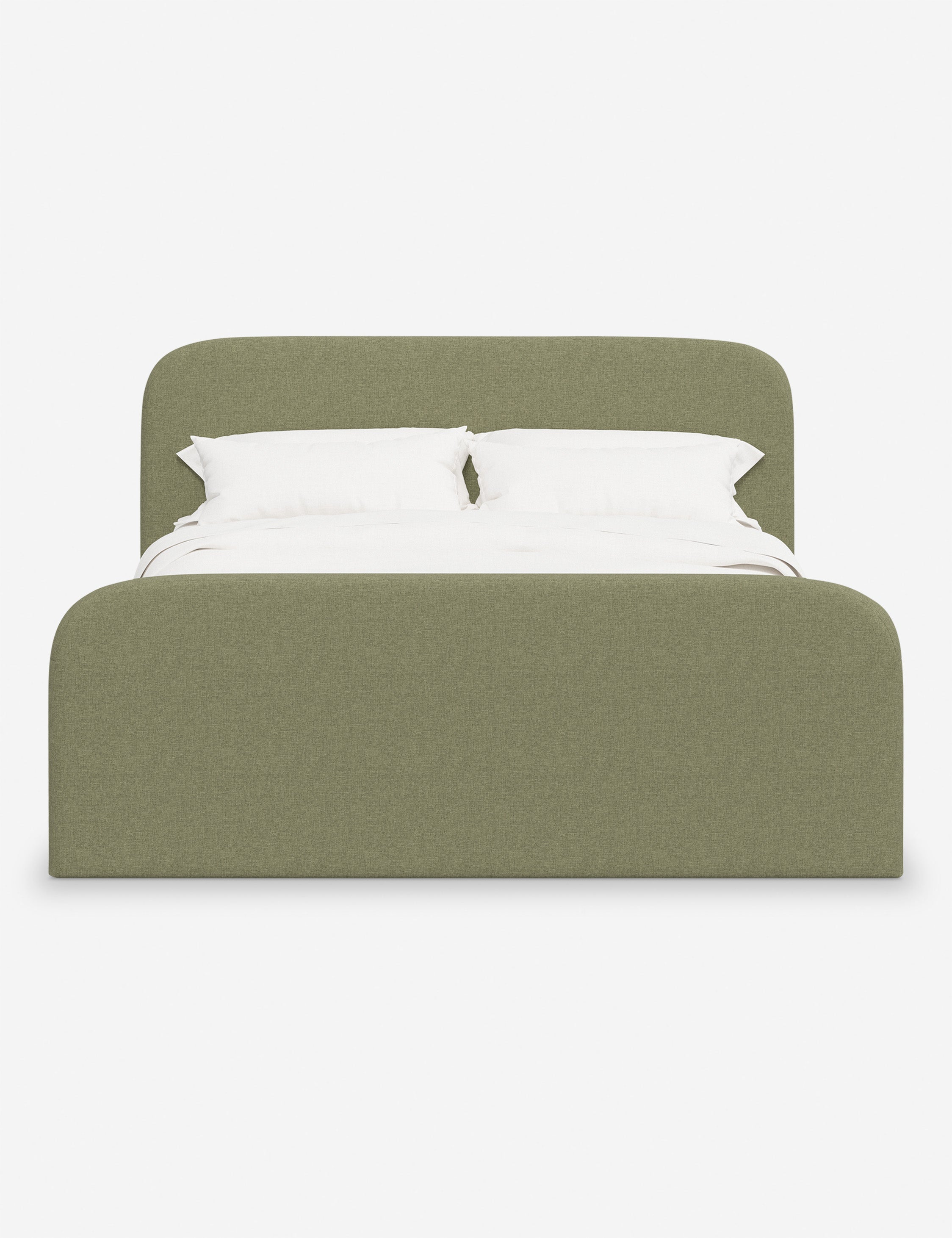 Bela Upholstered Bed | Low Rounded Headboard, Raised Footboard