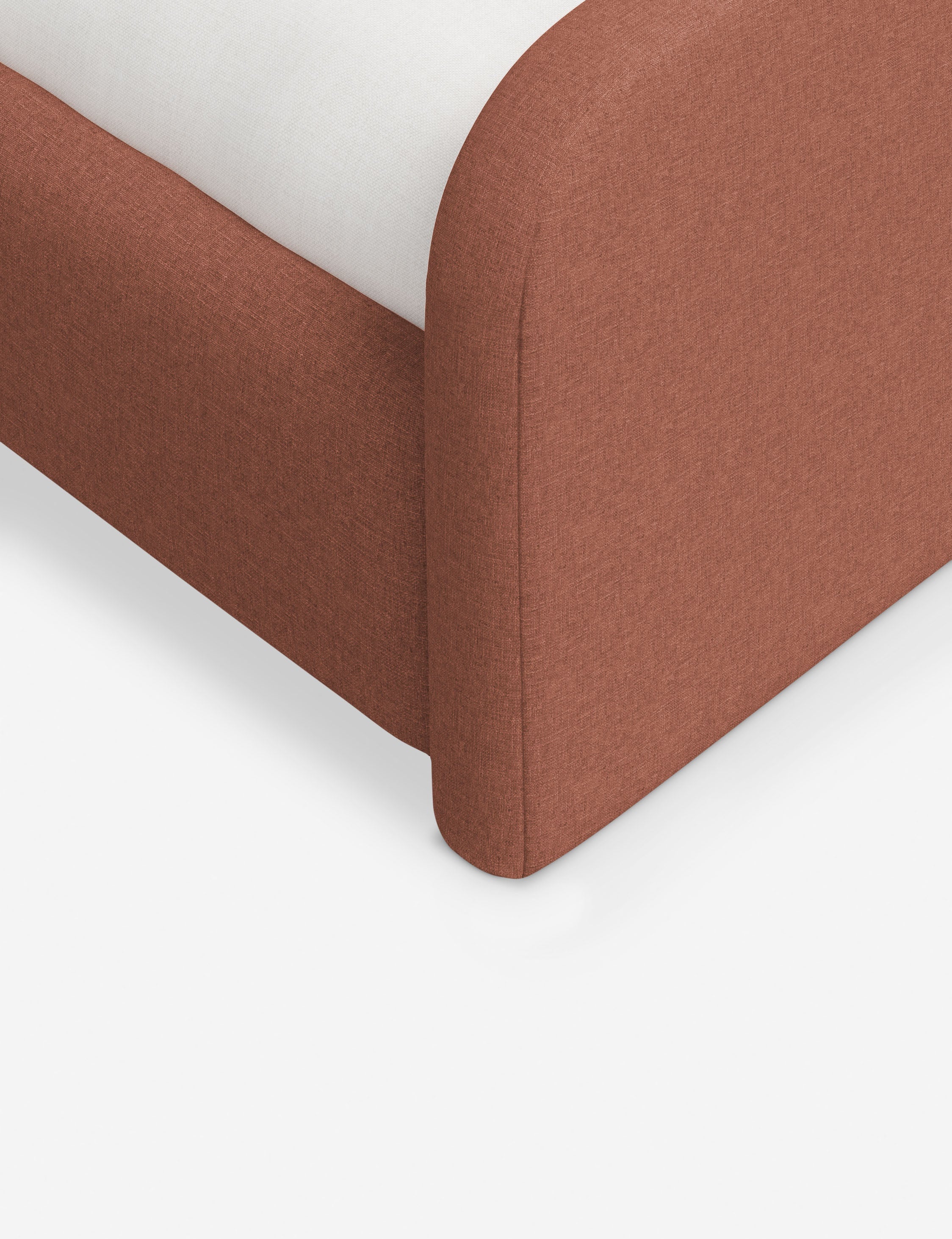 Bela Upholstered Bed | Low Rounded Headboard, Raised Footboard