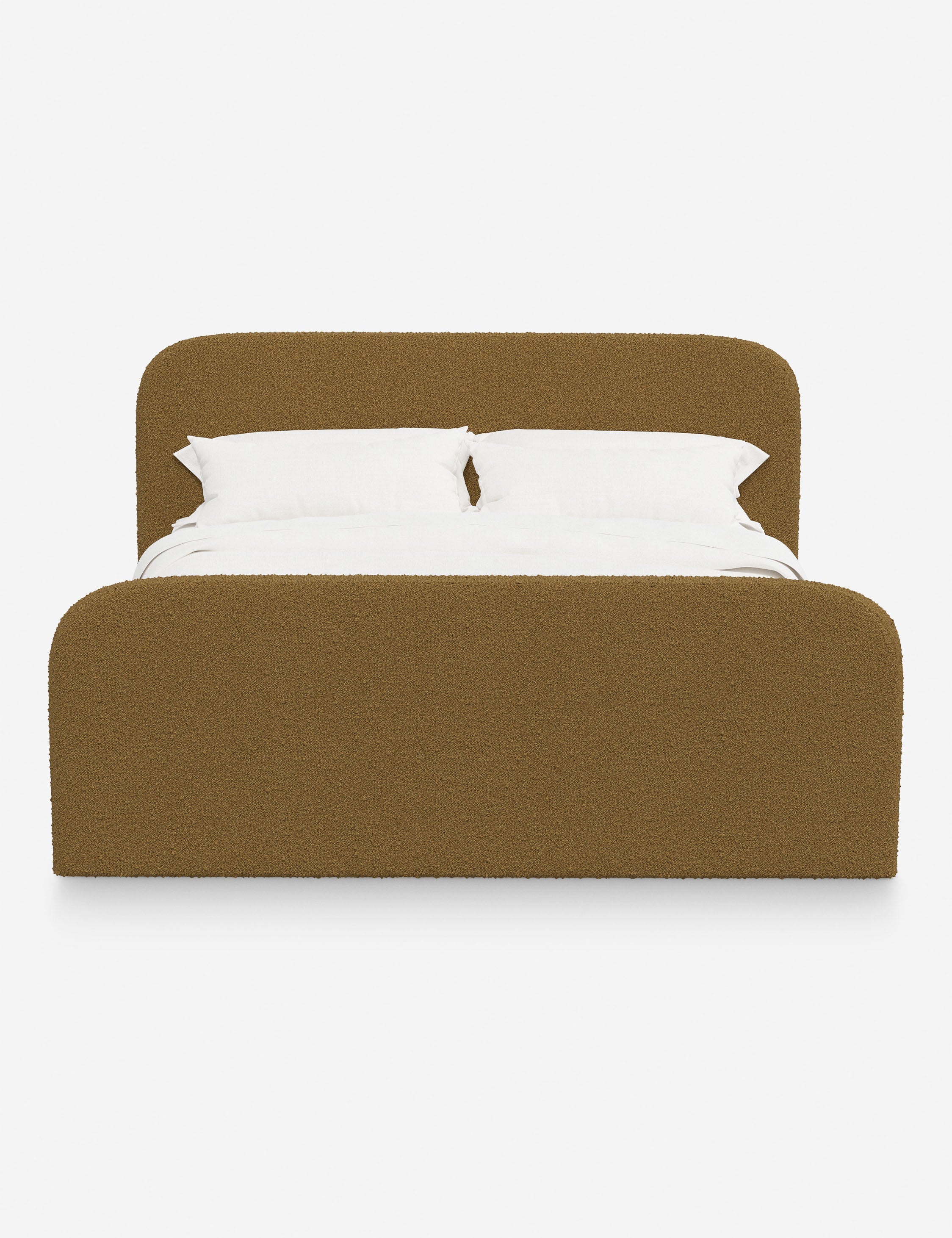 Bela Upholstered Bed | Low Rounded Headboard, Raised Footboard