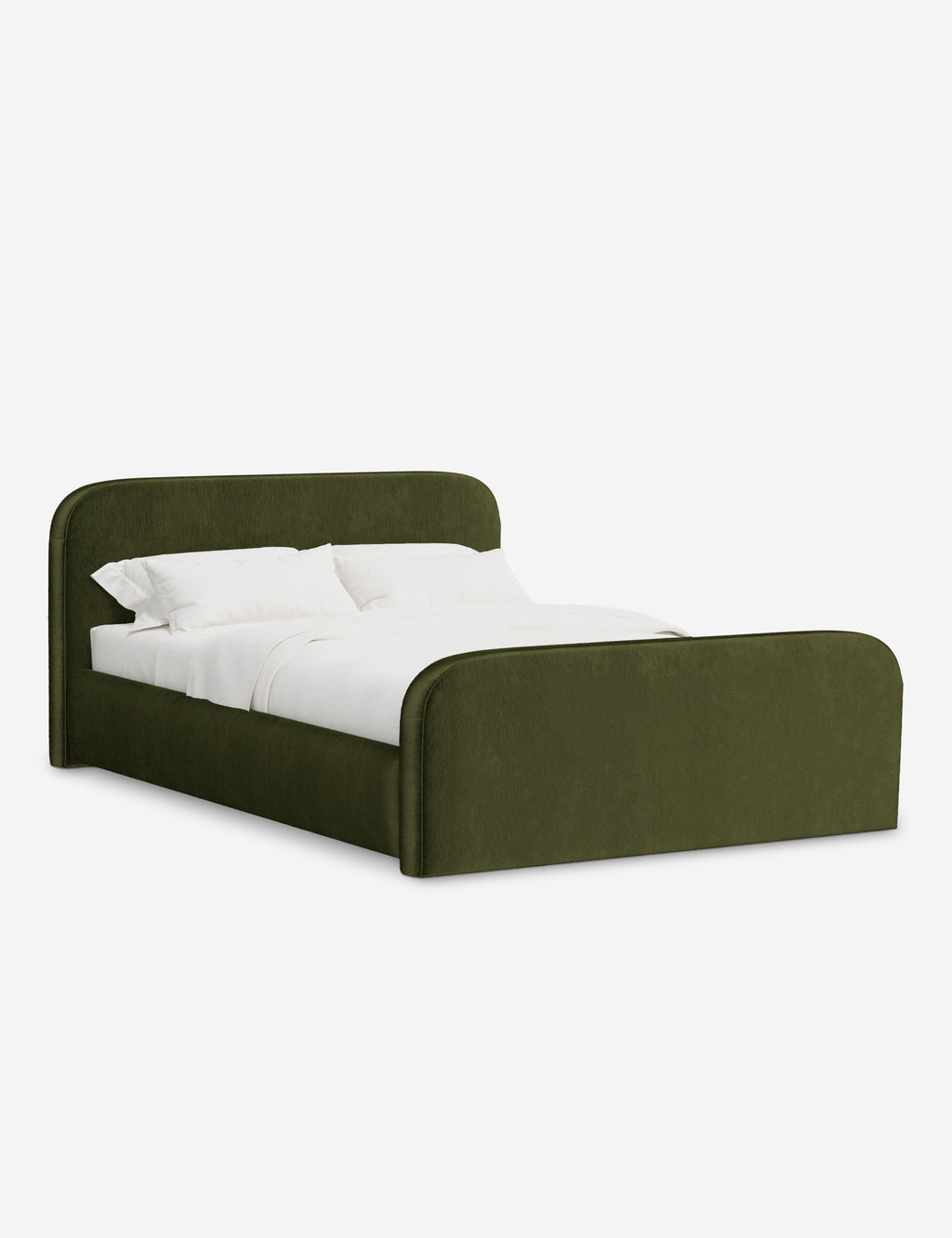 Bela Upholstered Bed | Low Rounded Headboard, Raised Footboard