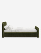 Bela Upholstered Bed | Low Rounded Headboard, Raised Footboard