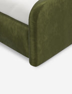 Bela Upholstered Bed | Low Rounded Headboard, Raised Footboard