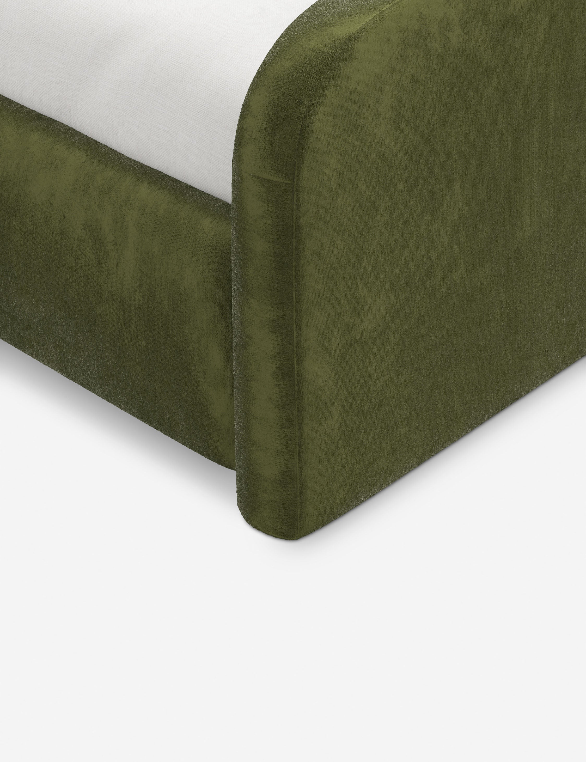 Bela Upholstered Bed | Low Rounded Headboard, Raised Footboard