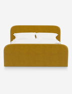 Bela Upholstered Bed | Low Rounded Headboard, Raised Footboard