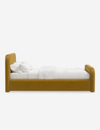 Bela Upholstered Bed | Low Rounded Headboard, Raised Footboard