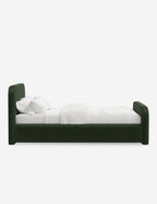 Bela Upholstered Bed | Low Rounded Headboard, Raised Footboard