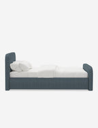Bela Upholstered Bed | Low Rounded Headboard, Raised Footboard
