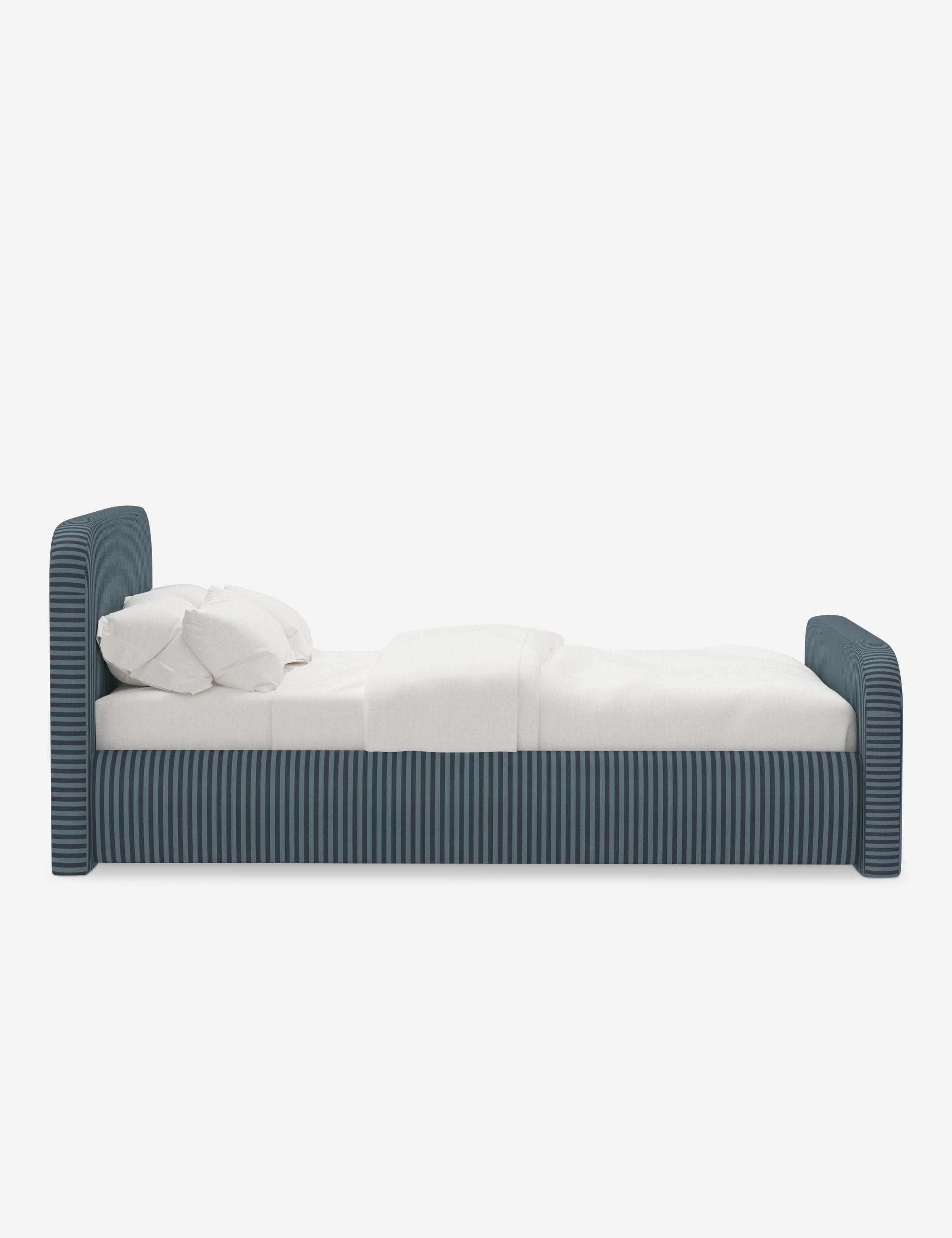 Bela Upholstered Bed | Low Rounded Headboard, Raised Footboard