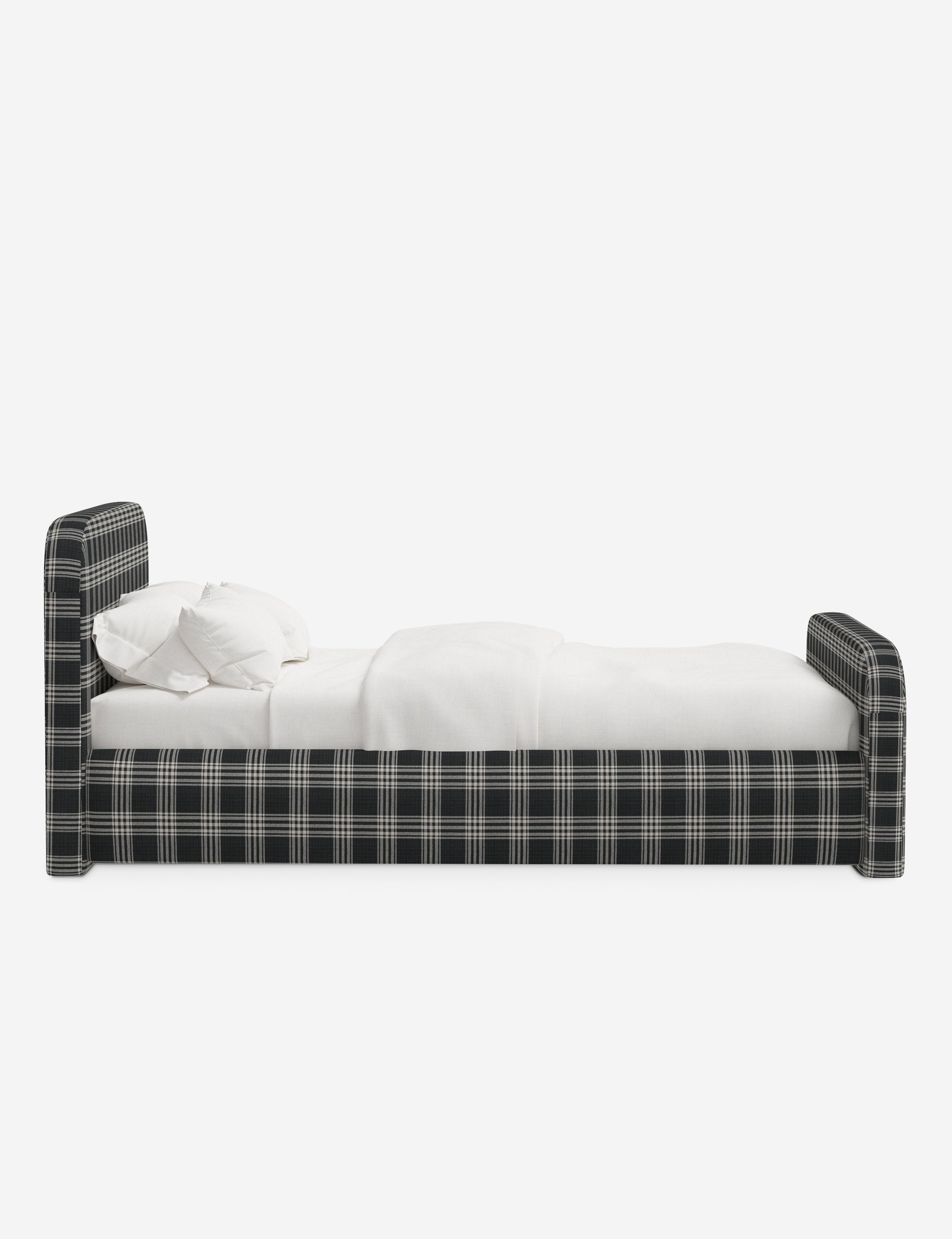 Bela Upholstered Bed | Low Rounded Headboard, Raised Footboard