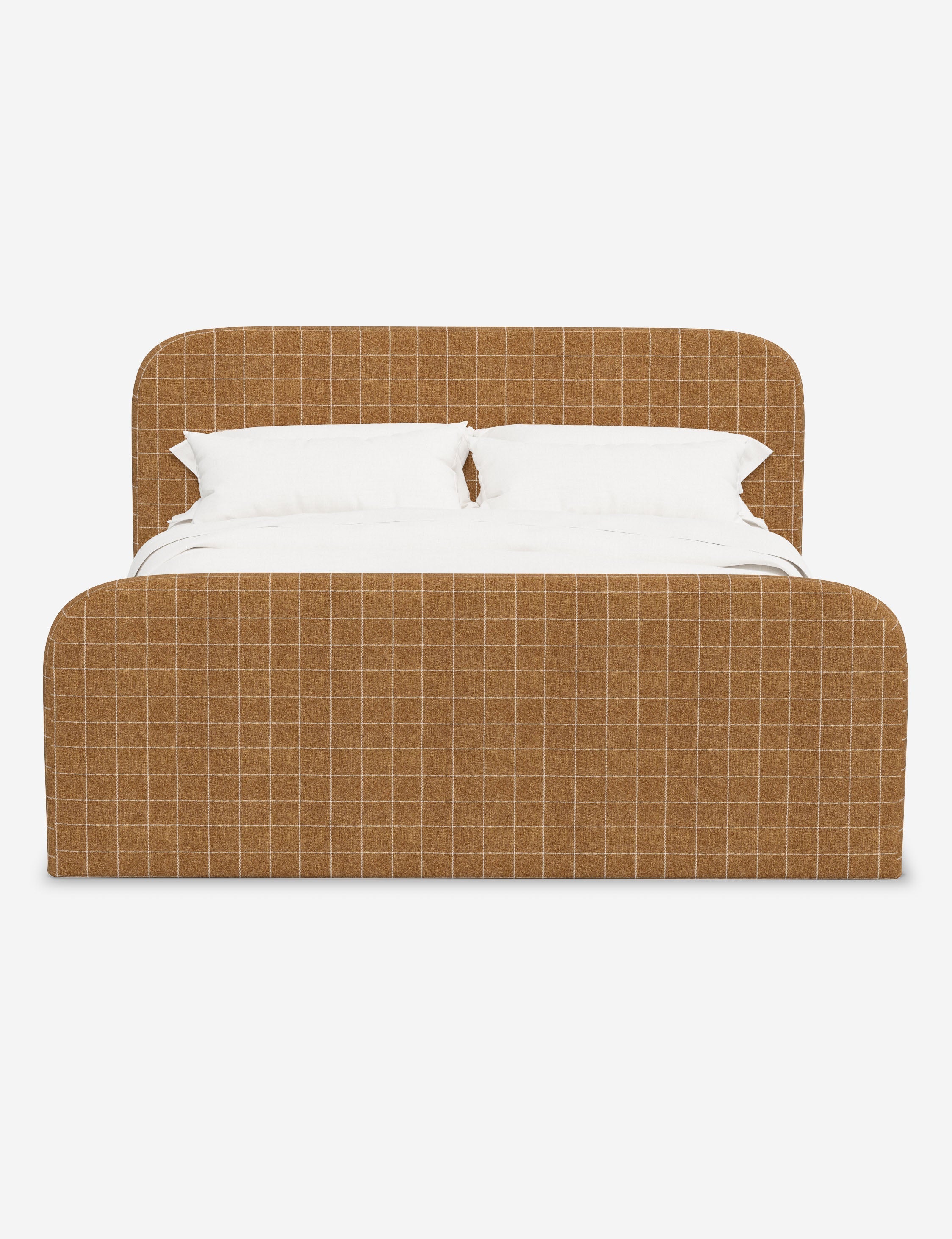 Bela Upholstered Bed | Low Rounded Headboard, Raised Footboard