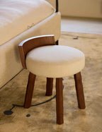 Briar Stool | Round Cushioned Seat, Solid Wood Legs