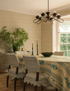 Briar Tablecloth | Floral Stripe, Soft Blue and Green