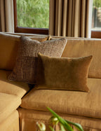 Enzi Throw Pillow | Tweed Fabric, Contrast Piping