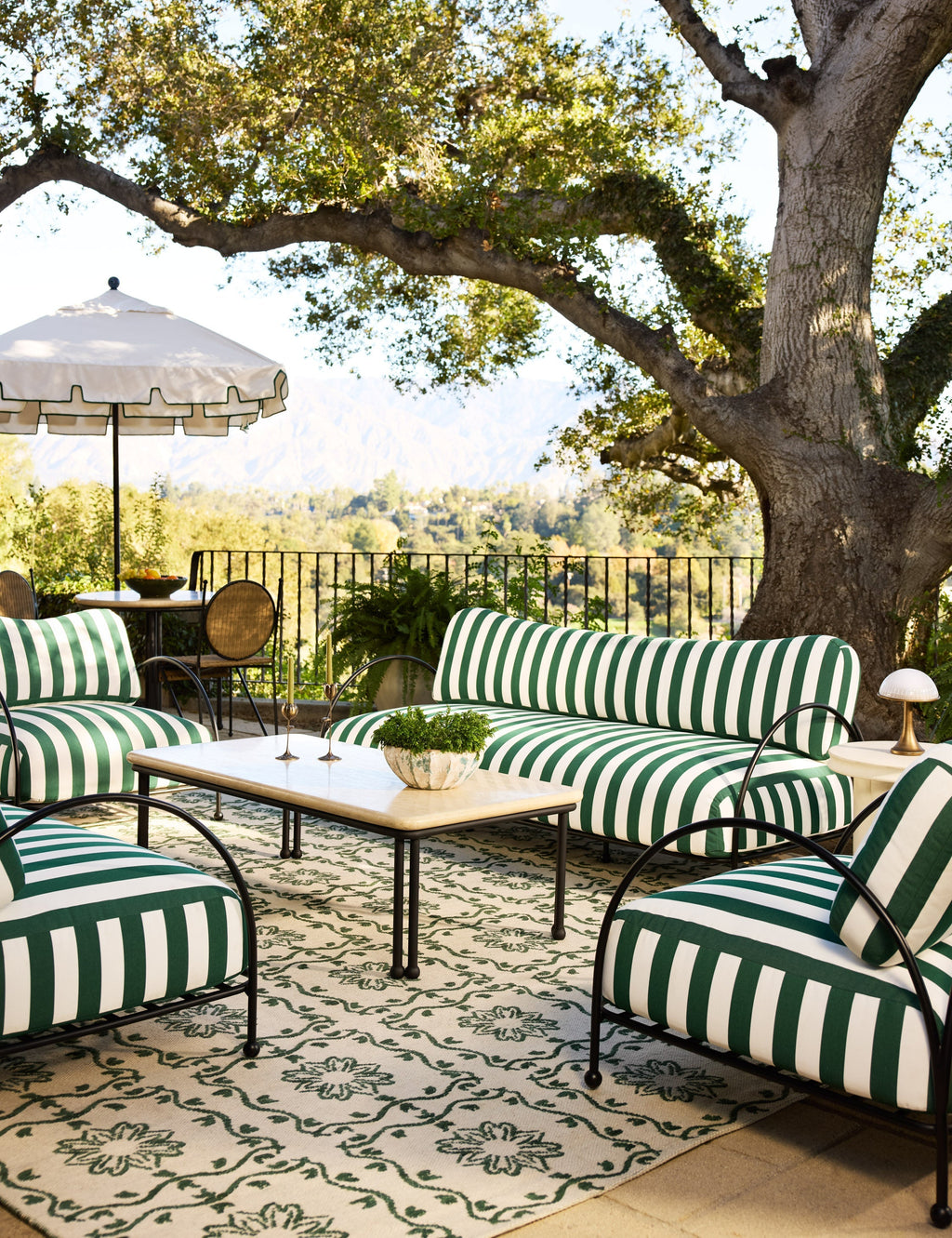 Salento Patio Umbrella | Layered Canvas, Geometric Trim