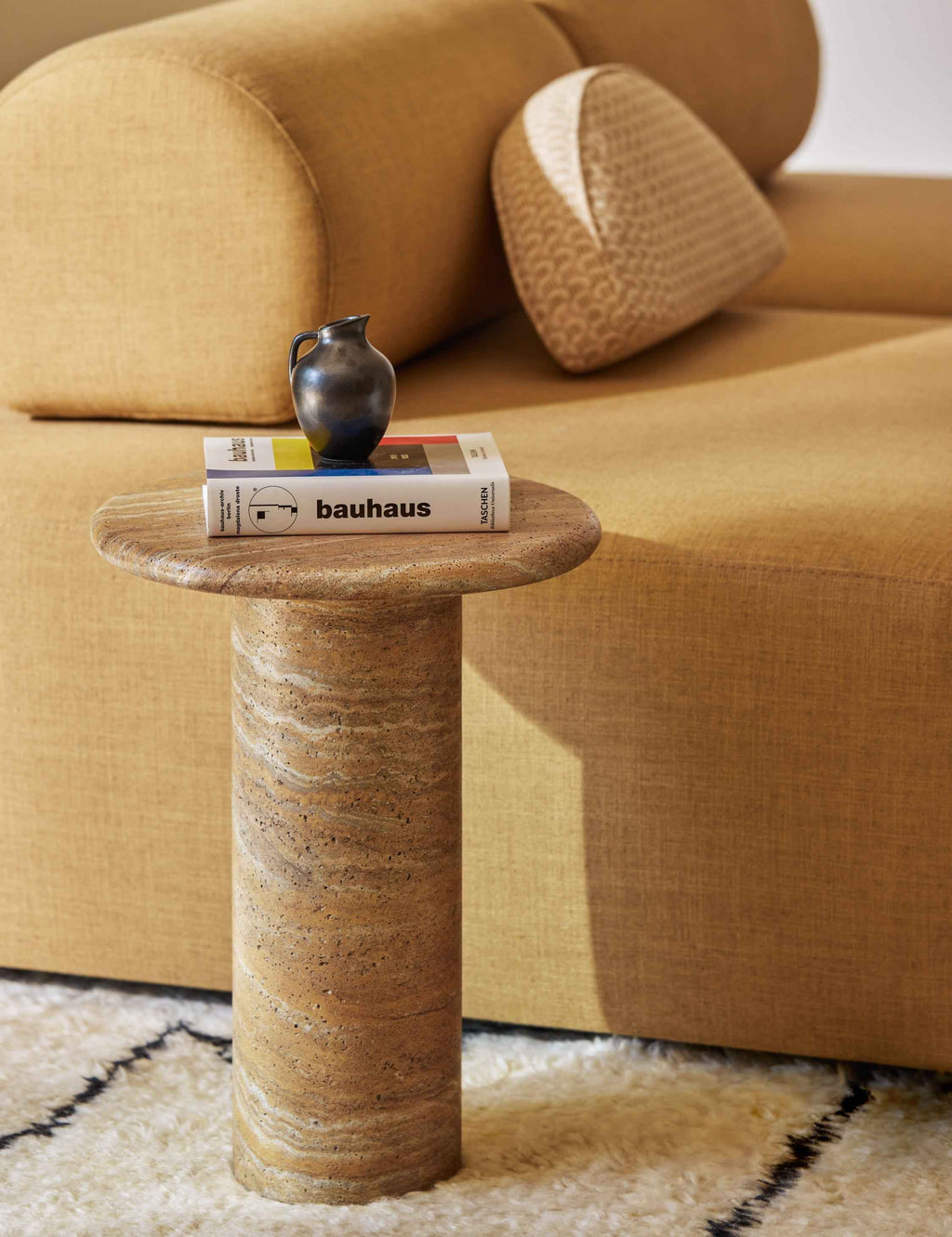 Mira Drink Table | Travertine-Like Finish, Indoor/Outdoor Use