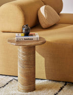 Mira Drink Table | Travertine-Like Finish, Indoor/Outdoor Use