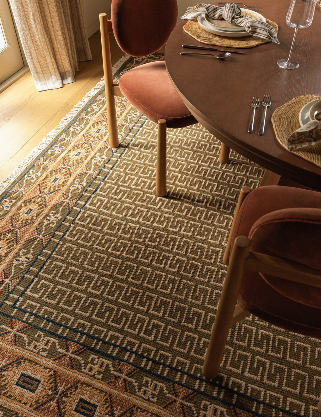 Mira Hand-Knotted Wool Rug | Traditional Pattern, Fringe Detail