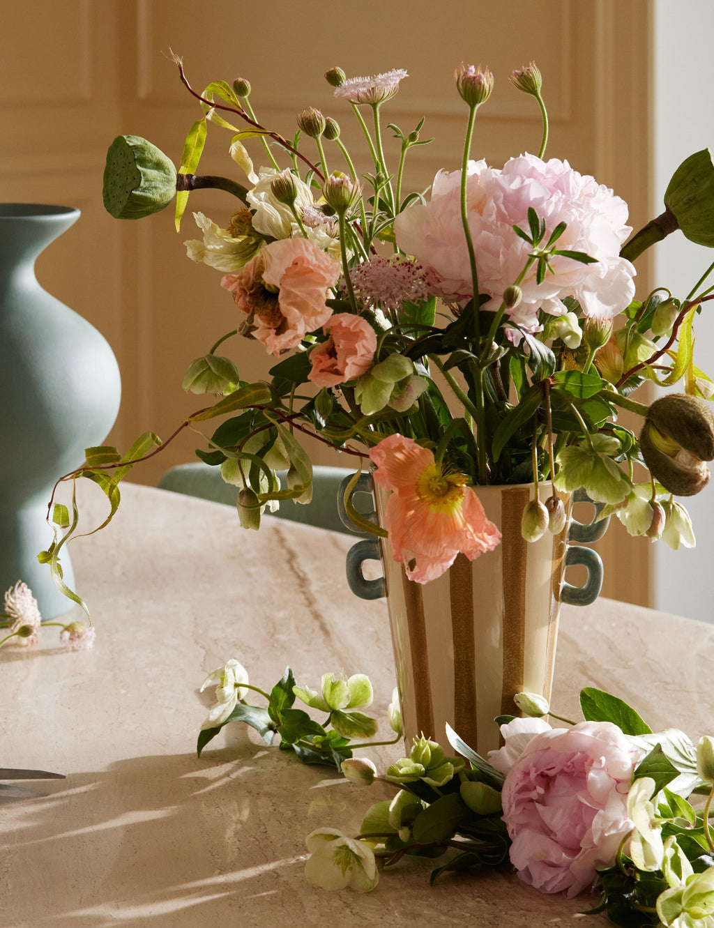 Bela Hand-Painted Vase | Ceramic with Bold Stripe Detailing