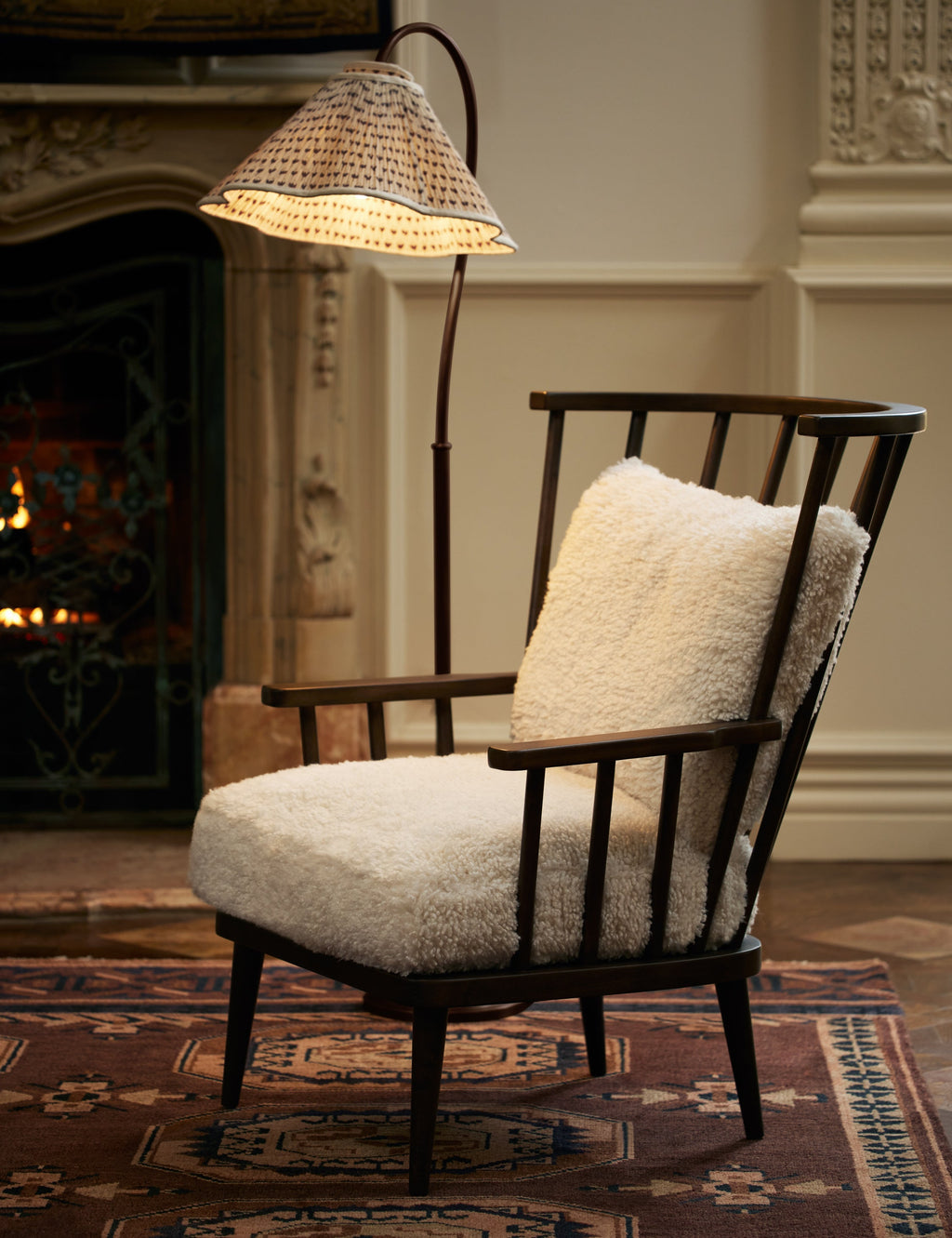 Juno Floor Lamp | Gooseneck Design, Floral Pleated Shade