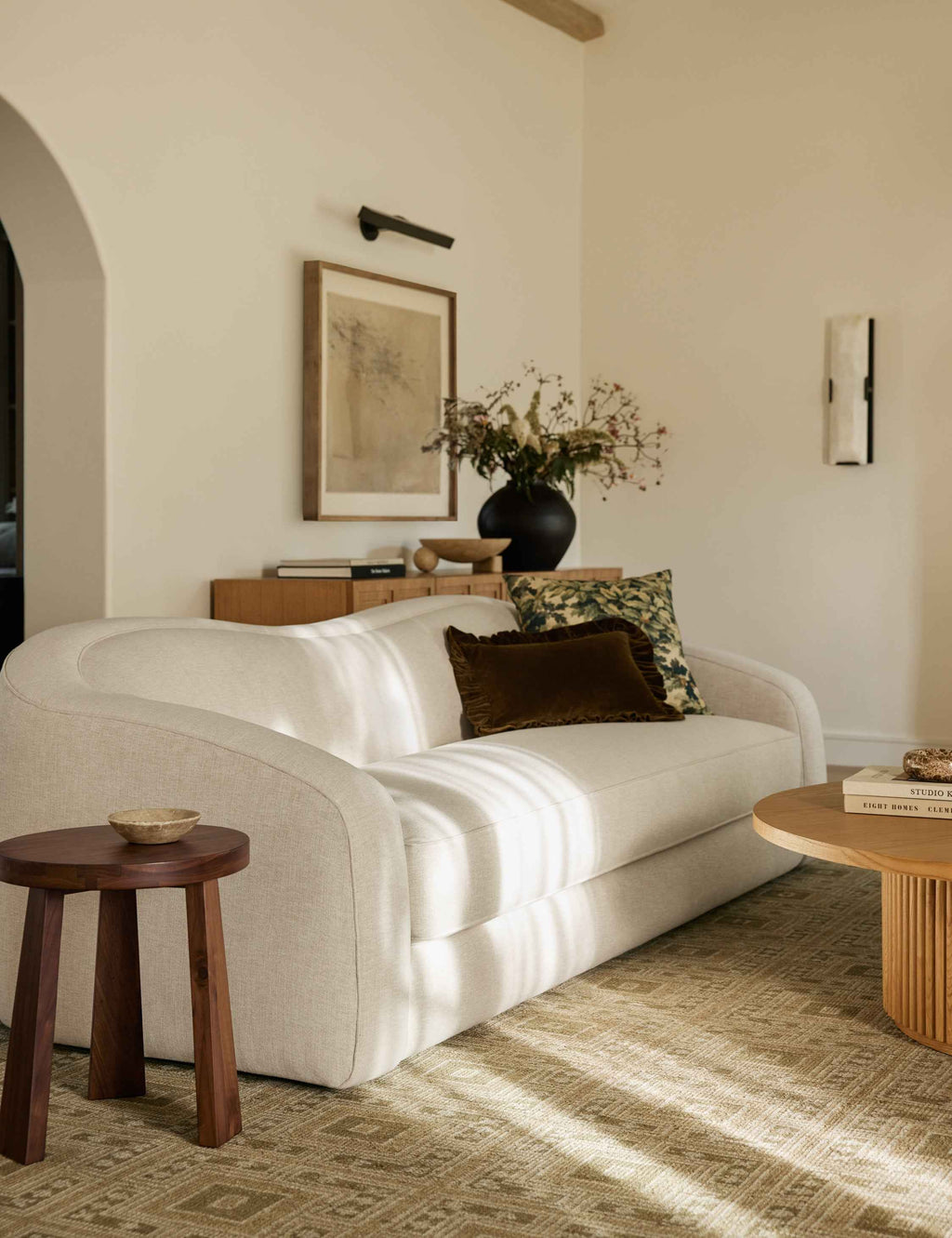 Mira Velvet Pillow | Ruffled Flange, Solid Design