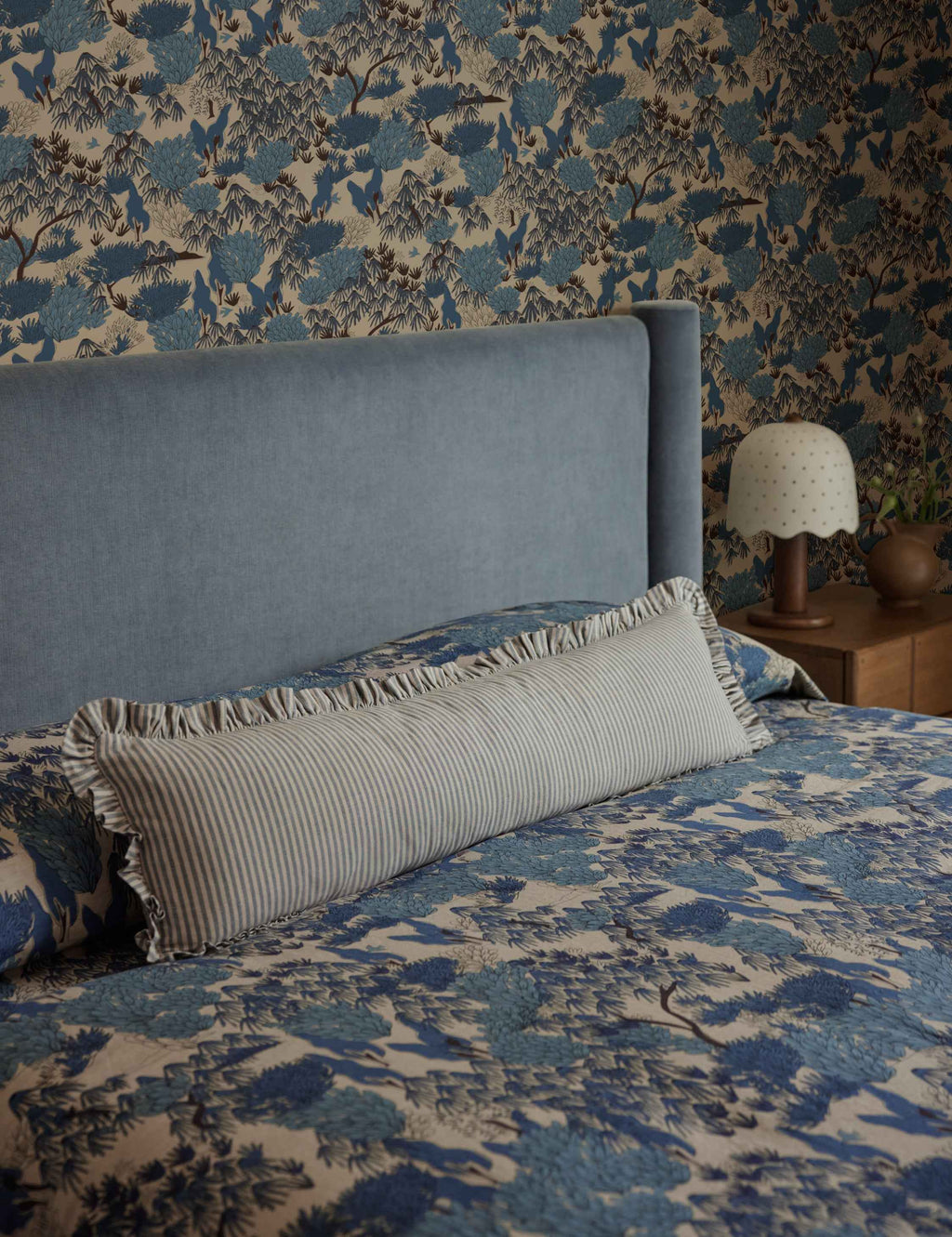 Isla Lumbar Pillow | Ruffled Flange, Timeless Stripe Design