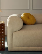 Luna Round Pillow | Soft Floral Design, Button Tufted