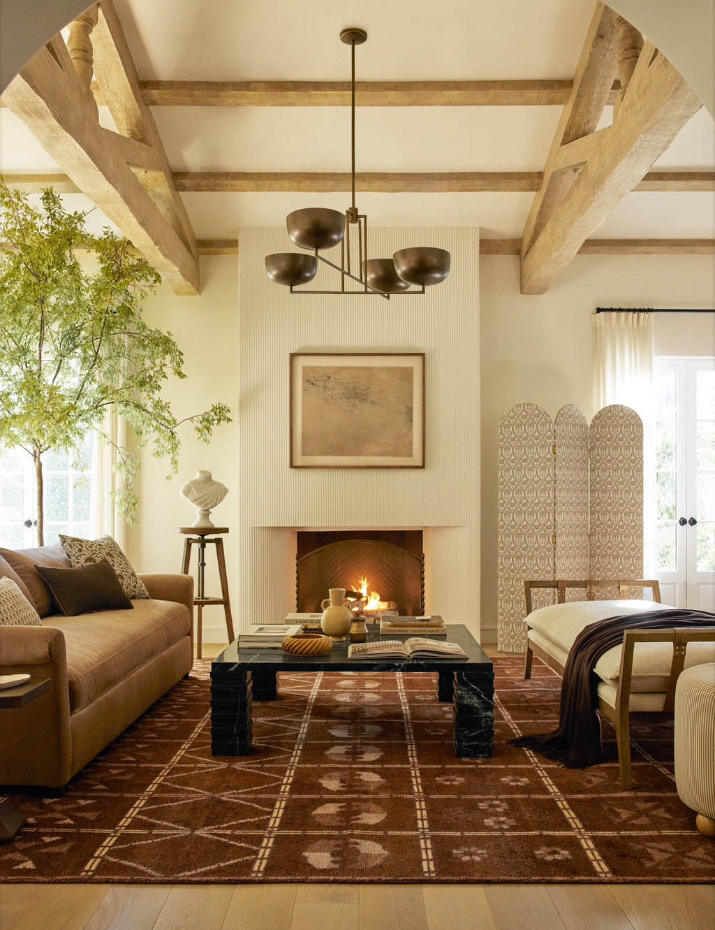 Topia Brass Fireplace Screen | Whimsical Design, Handcrafted Details