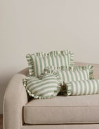 Amara Ruffle Pillow | Linen, Striped Design