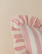 Amara Ruffle Pillow | Linen, Striped Design