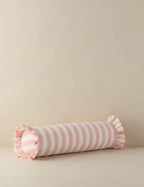 Bello Linen Bolster Pillow | Striped Design, Ruffled Ends