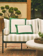 Amica Outdoor Pillow | Colorful Border, Antique White Center