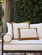 Amica Outdoor Pillow | Colorful Border, Antique White Center