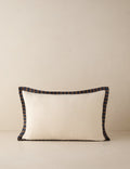 Raya Throw Pillow | Natural Linen, Striped Border