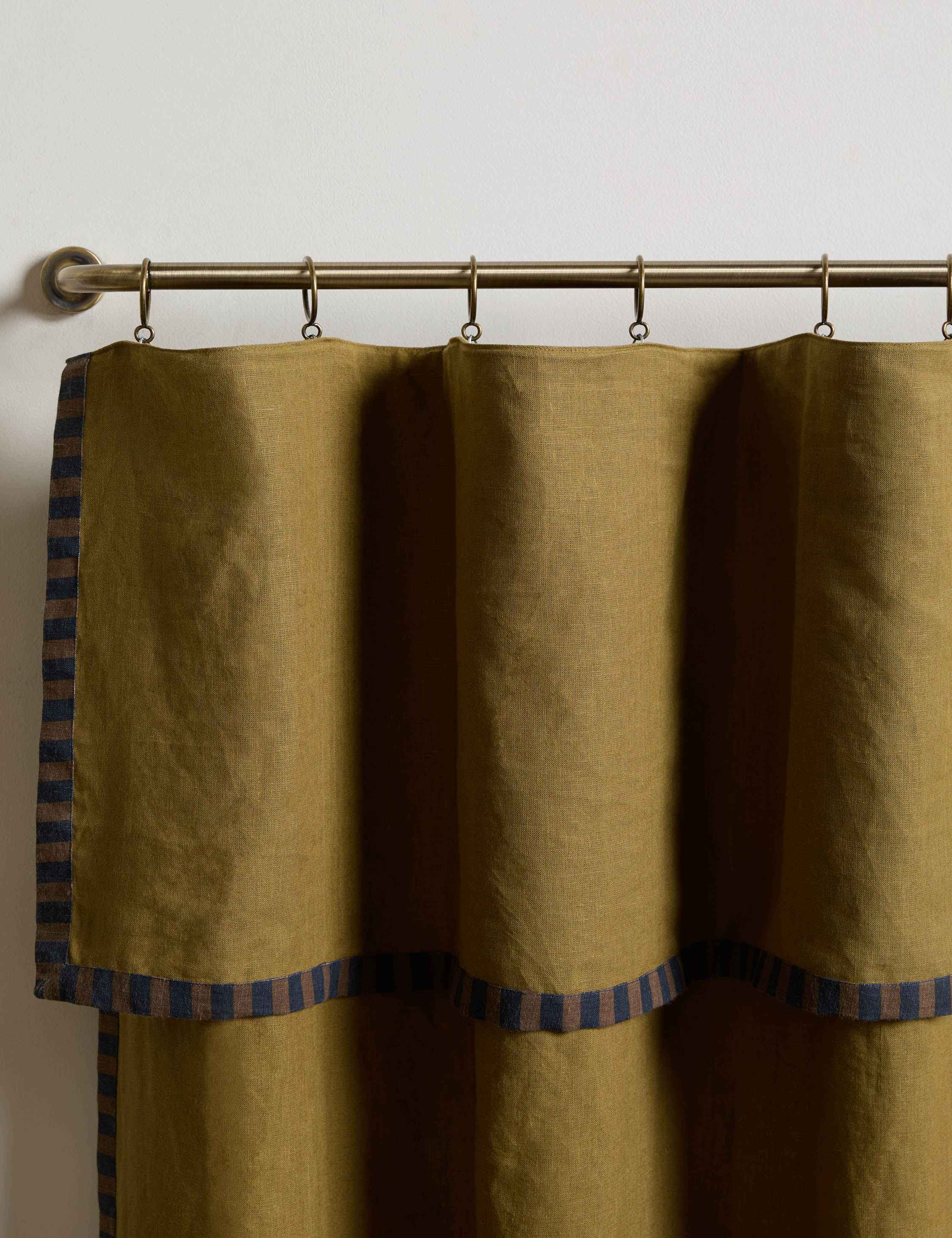 Raya Light Filtering Curtain Panel | Lightweight Linen, Striped Border