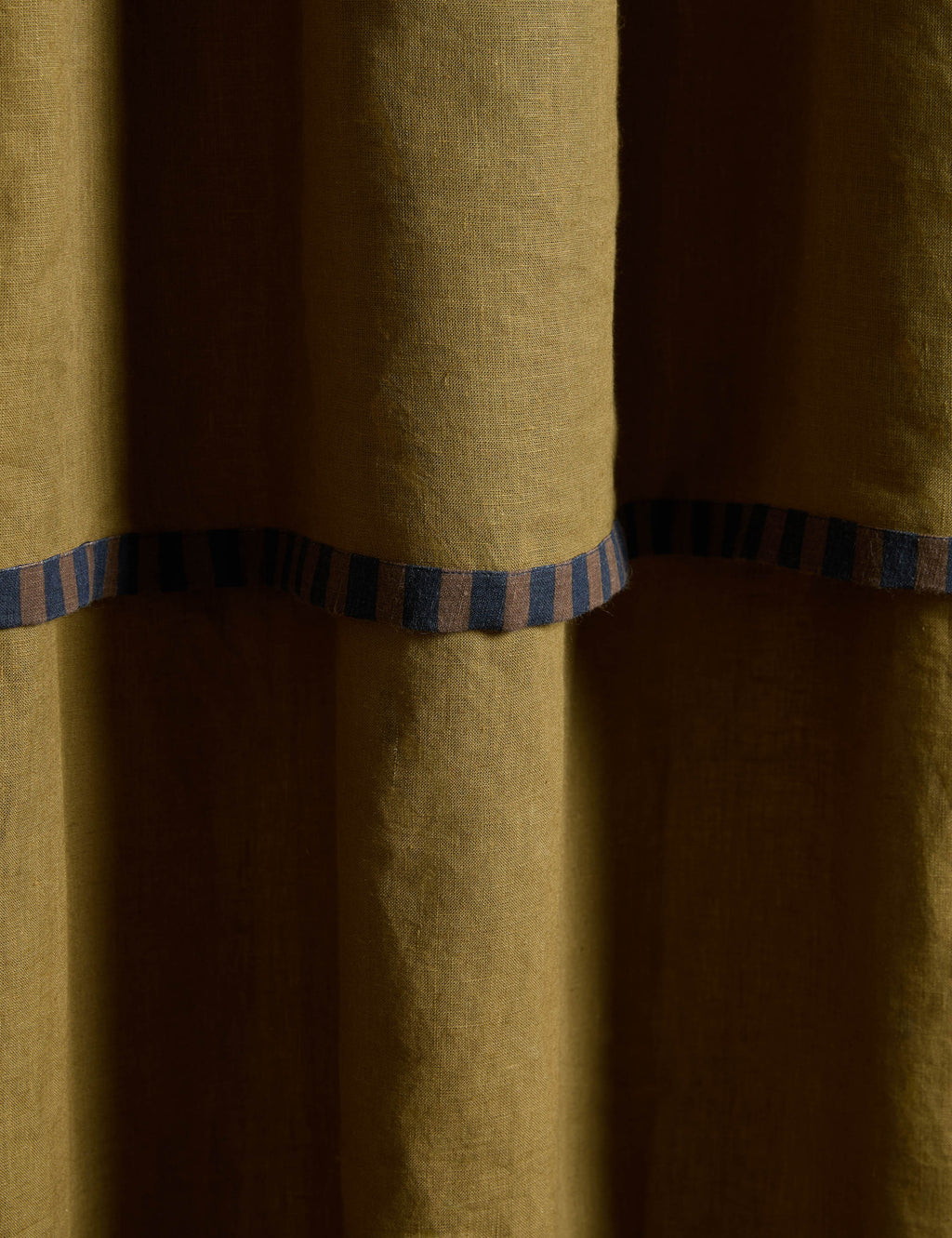 Raya Light Filtering Curtain Panel | Lightweight Linen, Striped Border