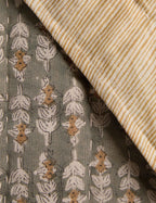 Bela Quilt | Linen Cotton Blend, Floral Block Print