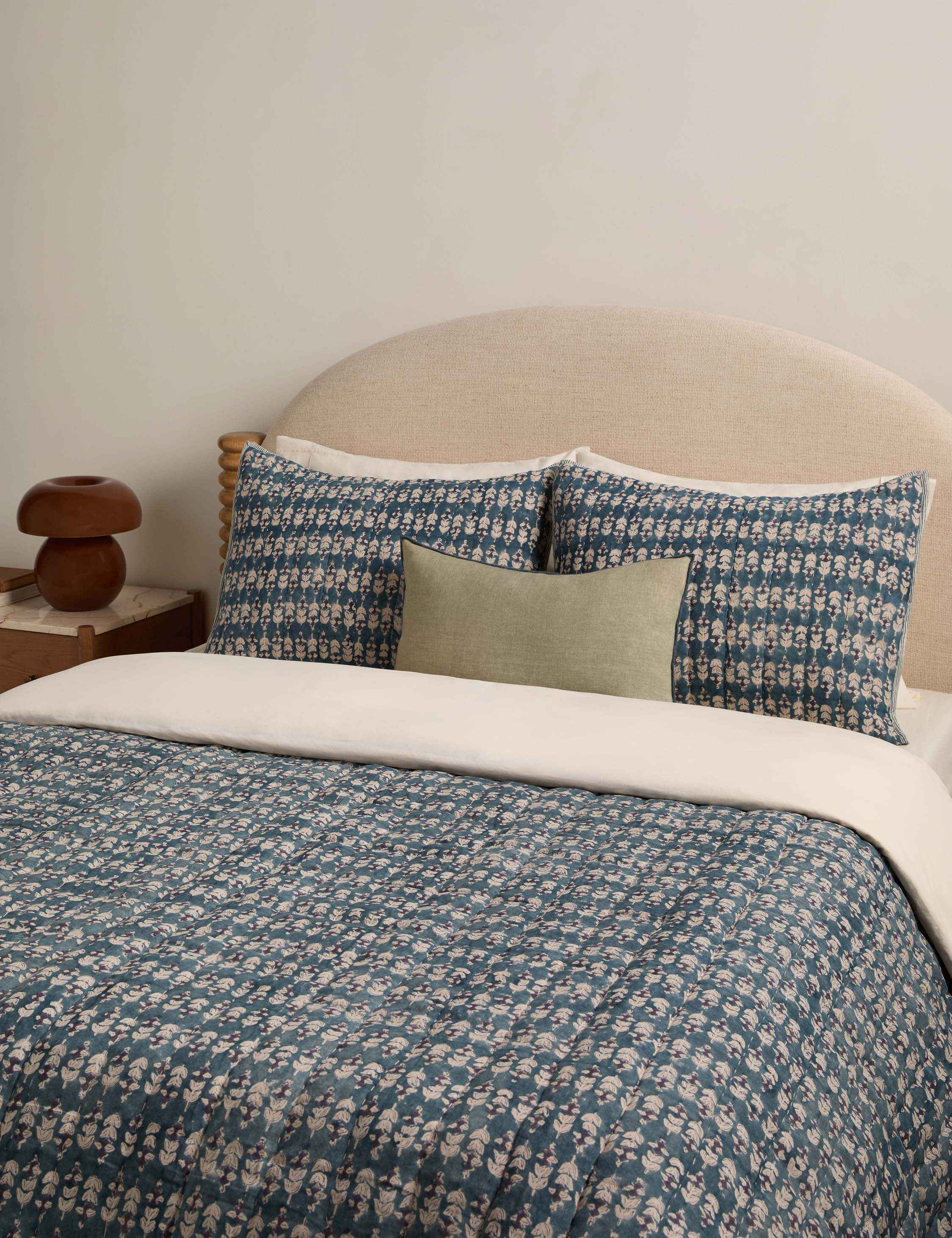Bela Linen Cotton Quilt | Block Print Floral Design, Soft & Durable