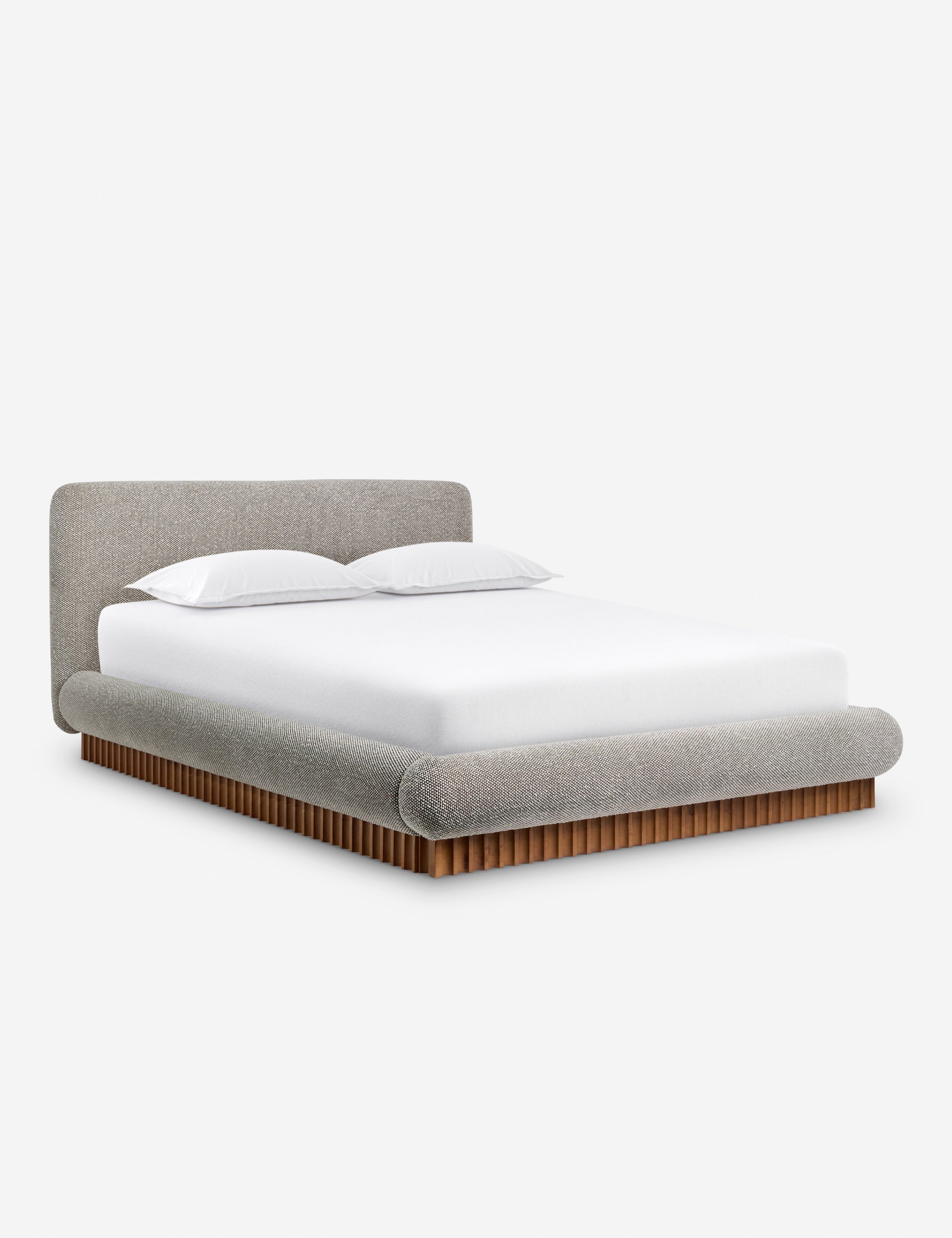 Bello Bed Frame | Plush Bouclé Upholstery, Rippled Wooden Base