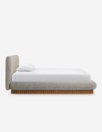 Bello Bed Frame | Plush Bouclé Upholstery, Rippled Wooden Base
