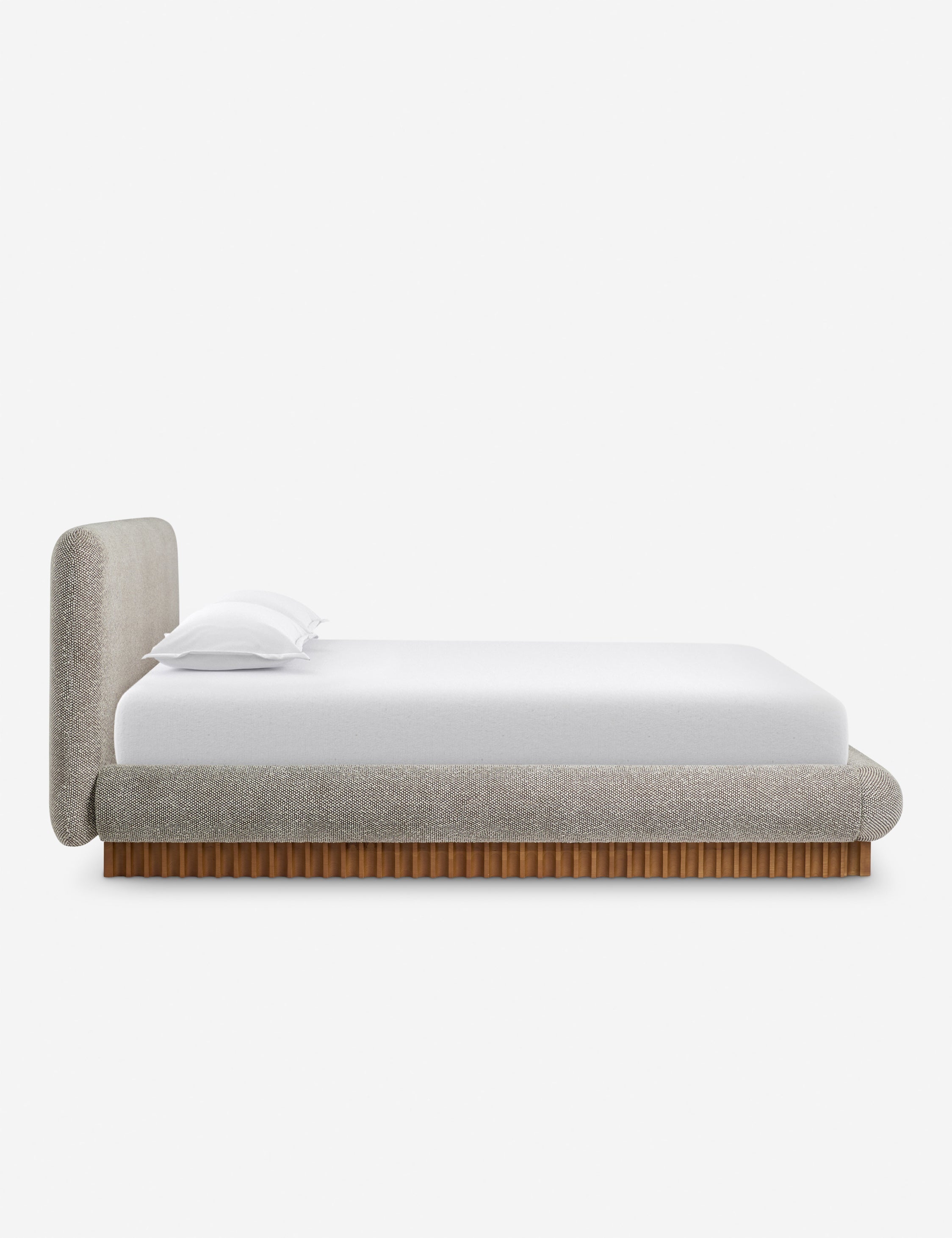 Bello Bed Frame | Plush Bouclé Upholstery, Rippled Wooden Base