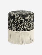 Aura Round Ottoman | Fringe Trim, Custom Upholstery