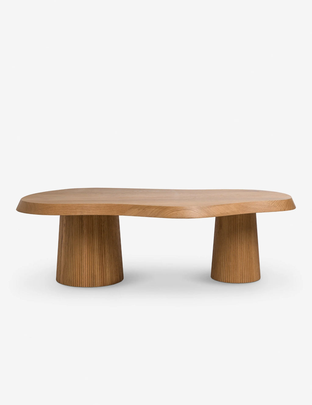 Cleo Coffee Table | Beveled Oak Top, Fluted Pillar Legs