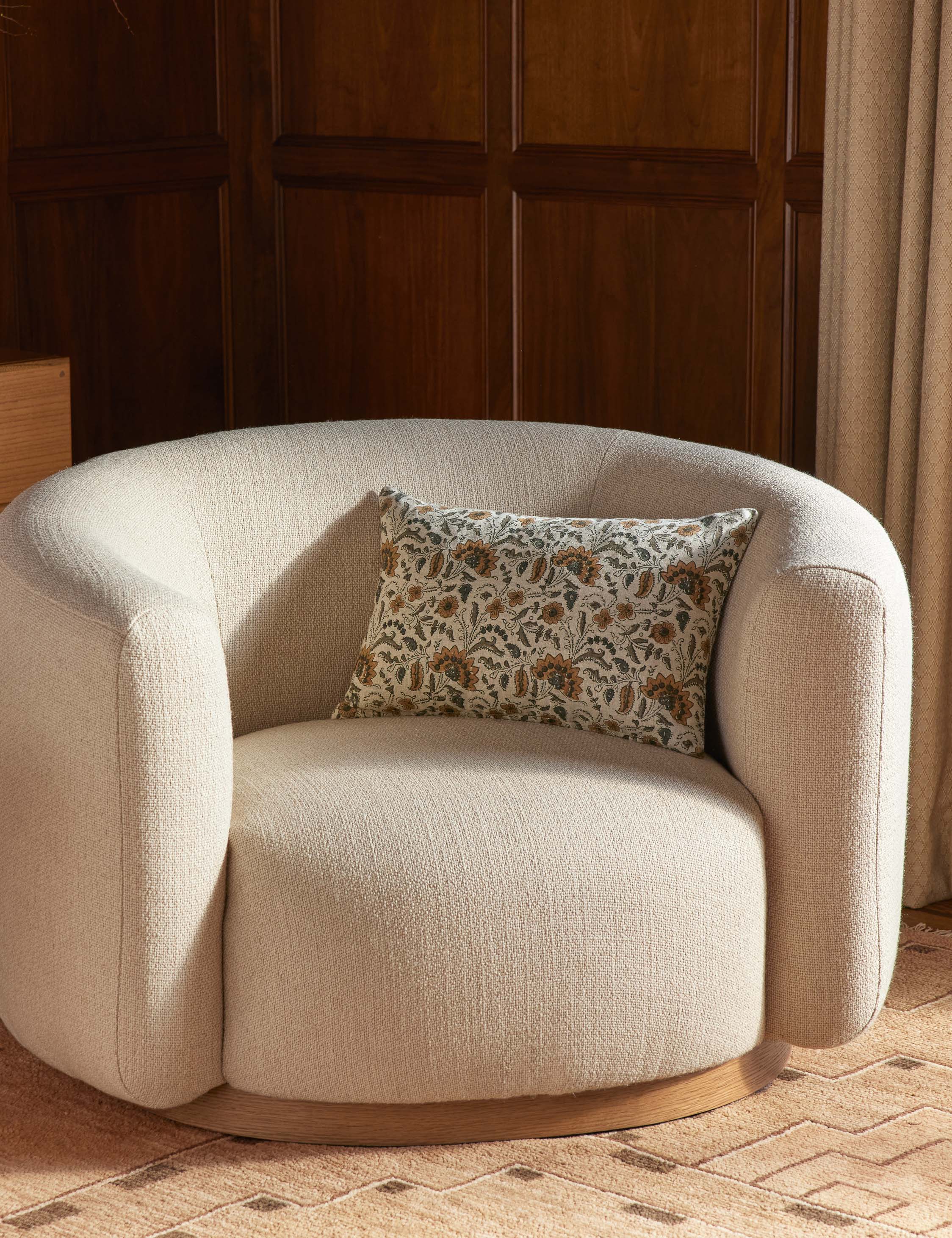 Elysian Linen Pillow | Handmade Block Print, Floral Design