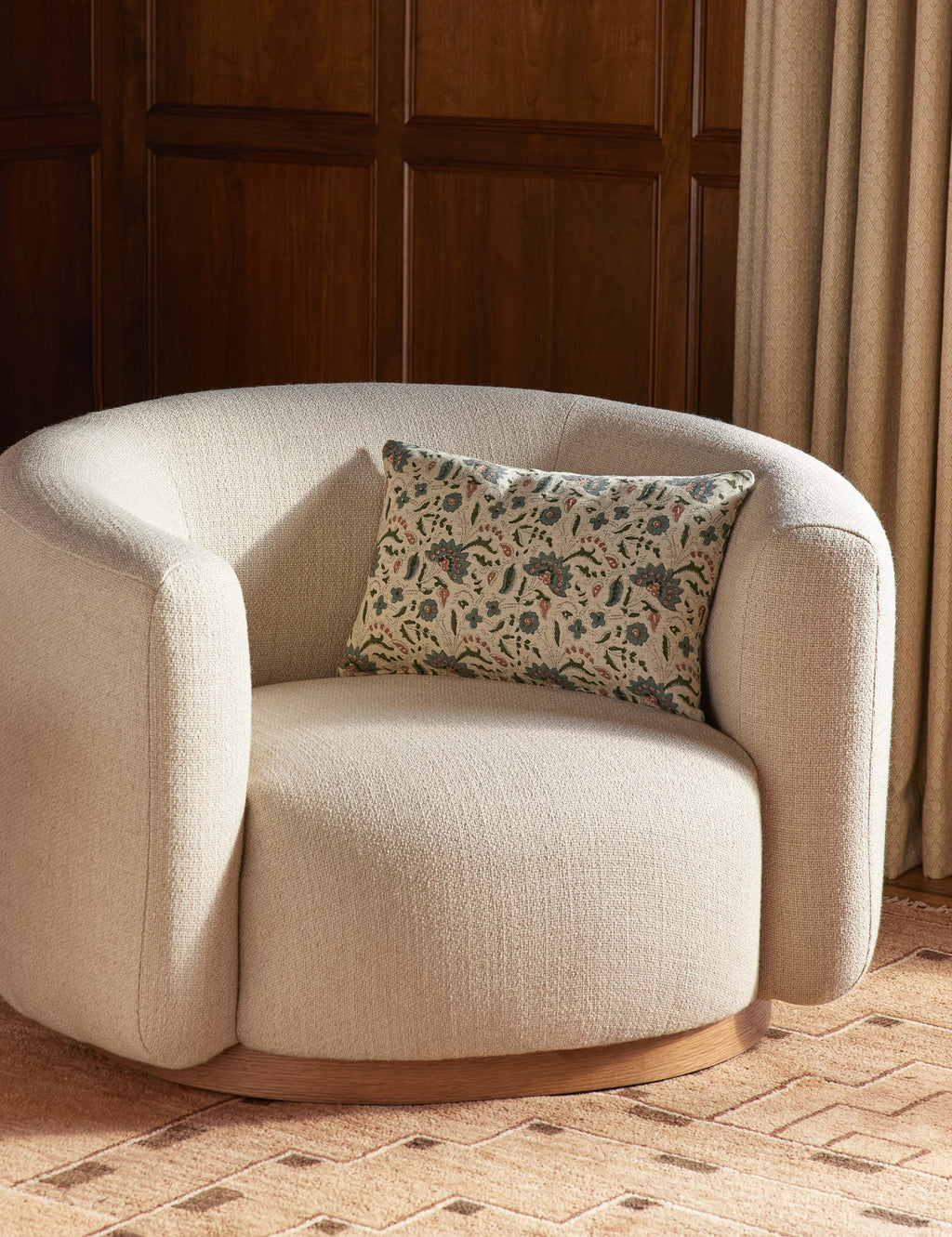 Elysian Linen Pillow | Handmade Block Print, Floral Design