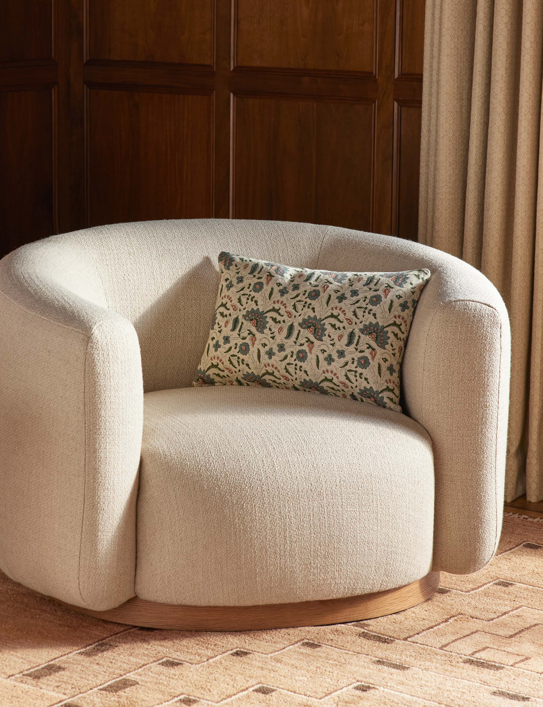 Elysian Linen Pillow | Handmade Block Print, Floral Design