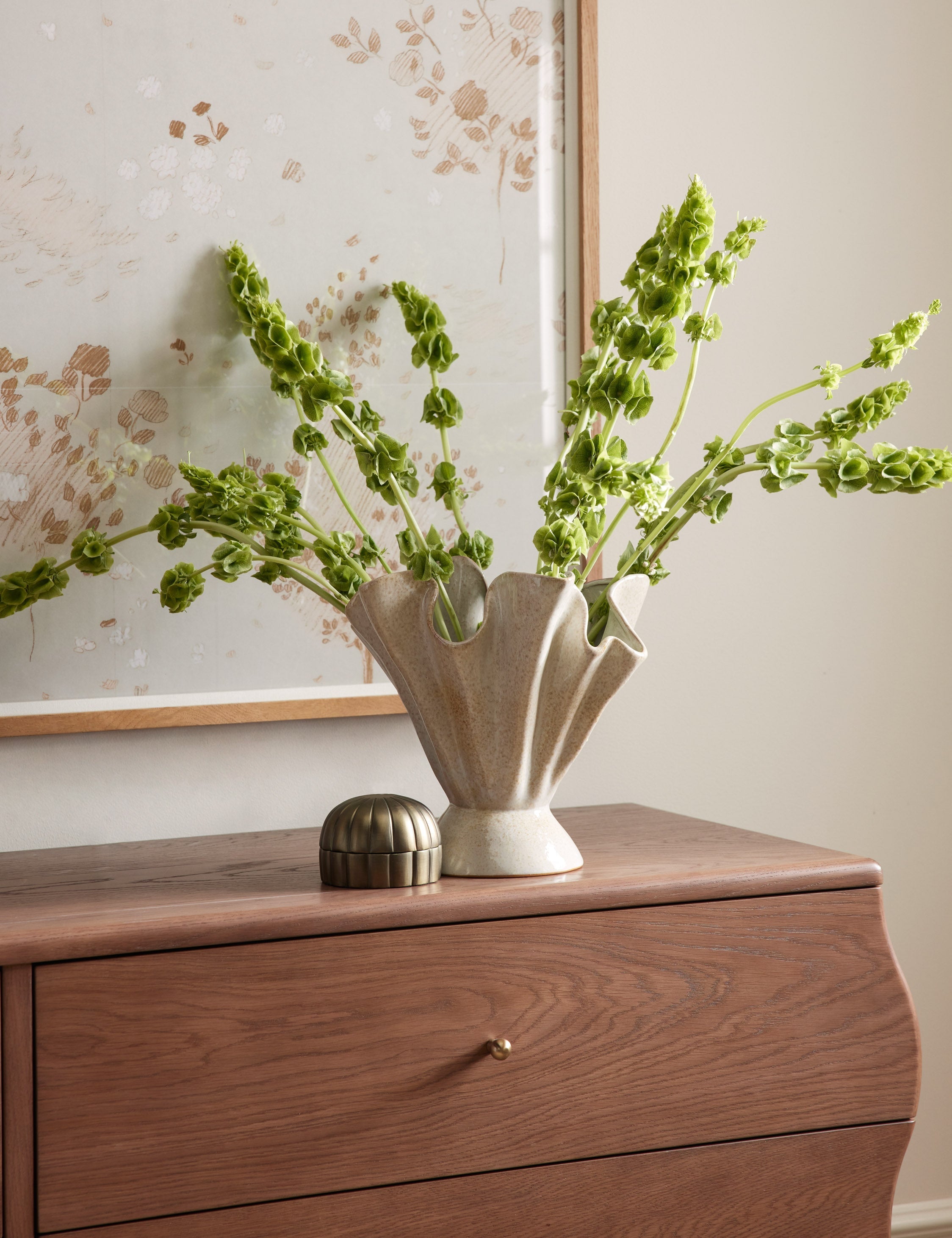 Dara Ruffled Vase | Stoneware, Reactive Glaze Finish